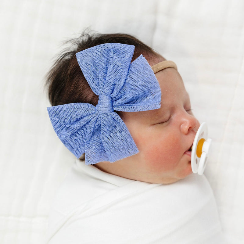 Tulle Bow - Periwinkle Dot Headband