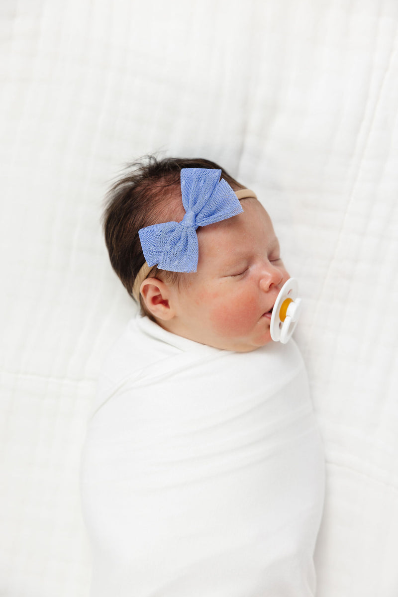 Tulle Bow 3 Pack: Periwinkle Dot Headbands