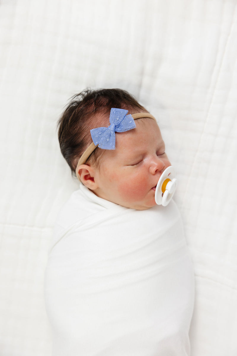 Tulle Bow 3 Pack: Periwinkle Dot Headbands