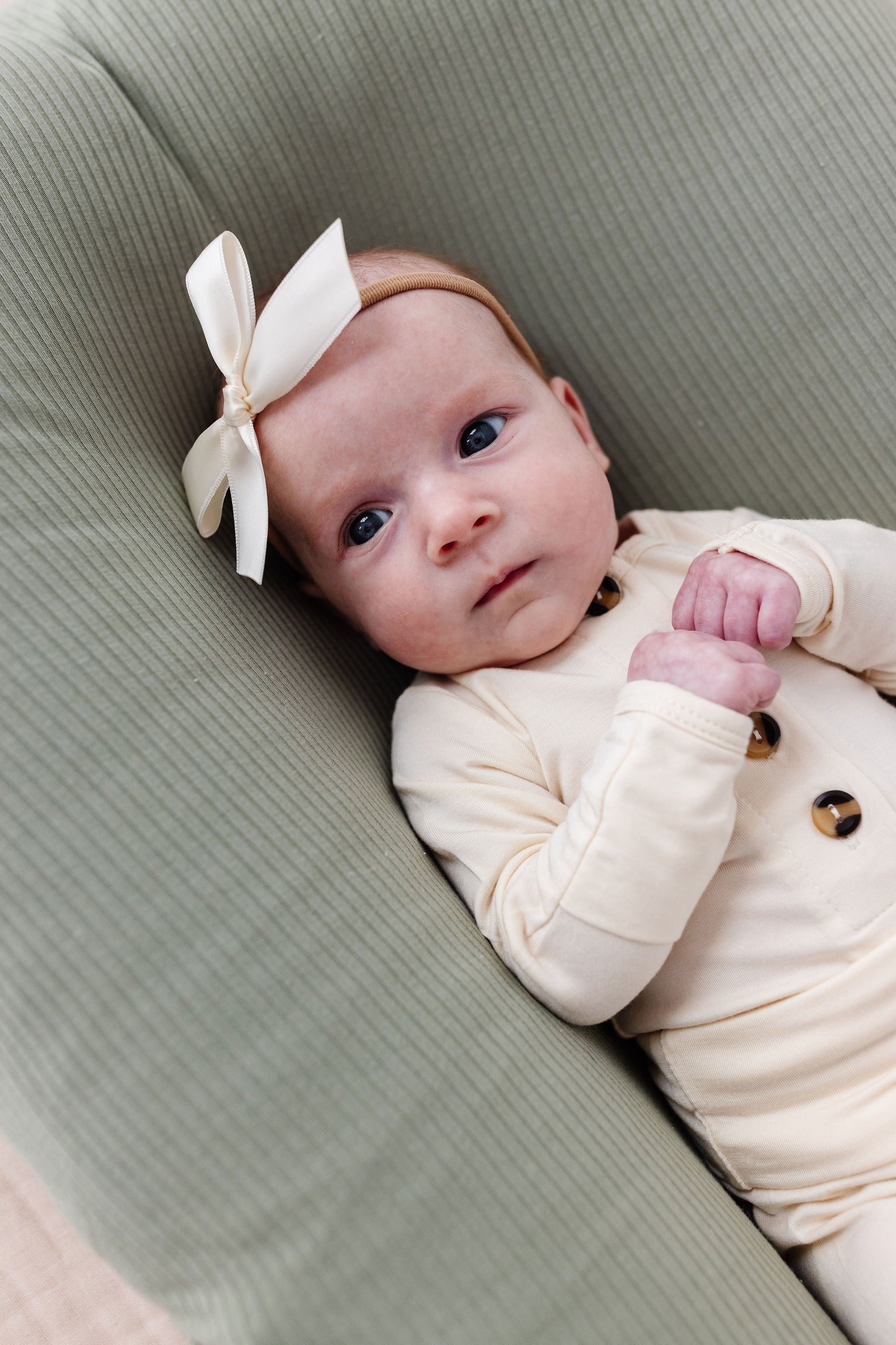 Satin Bow - Cream Headband
