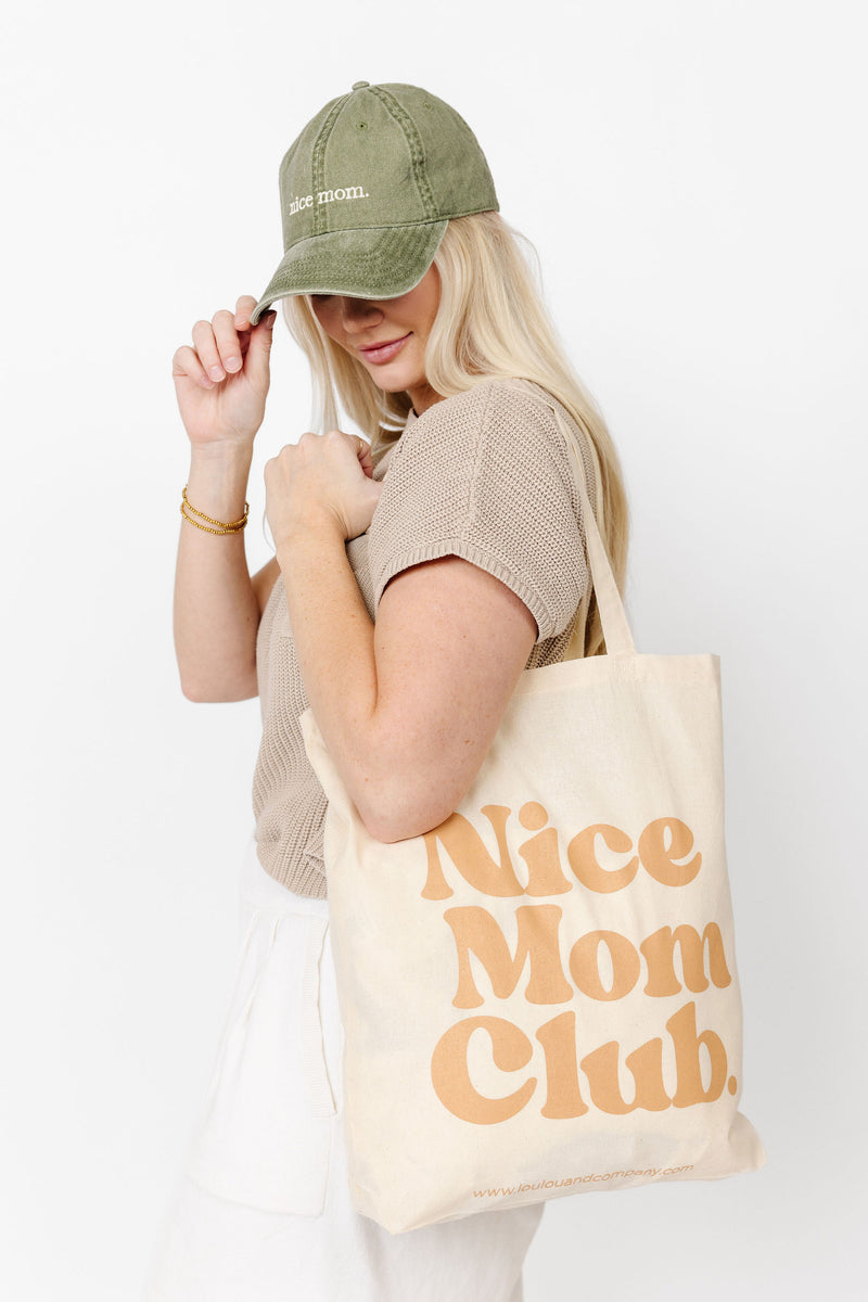 NICE MOM TOTE | “NICE MOM CLUB” CARAMEL