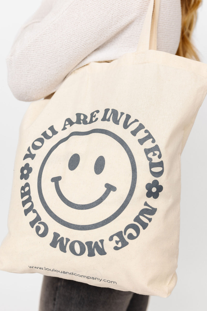 NICE MOM TOTE | “YOU’RE INVITED” CHARCOAL