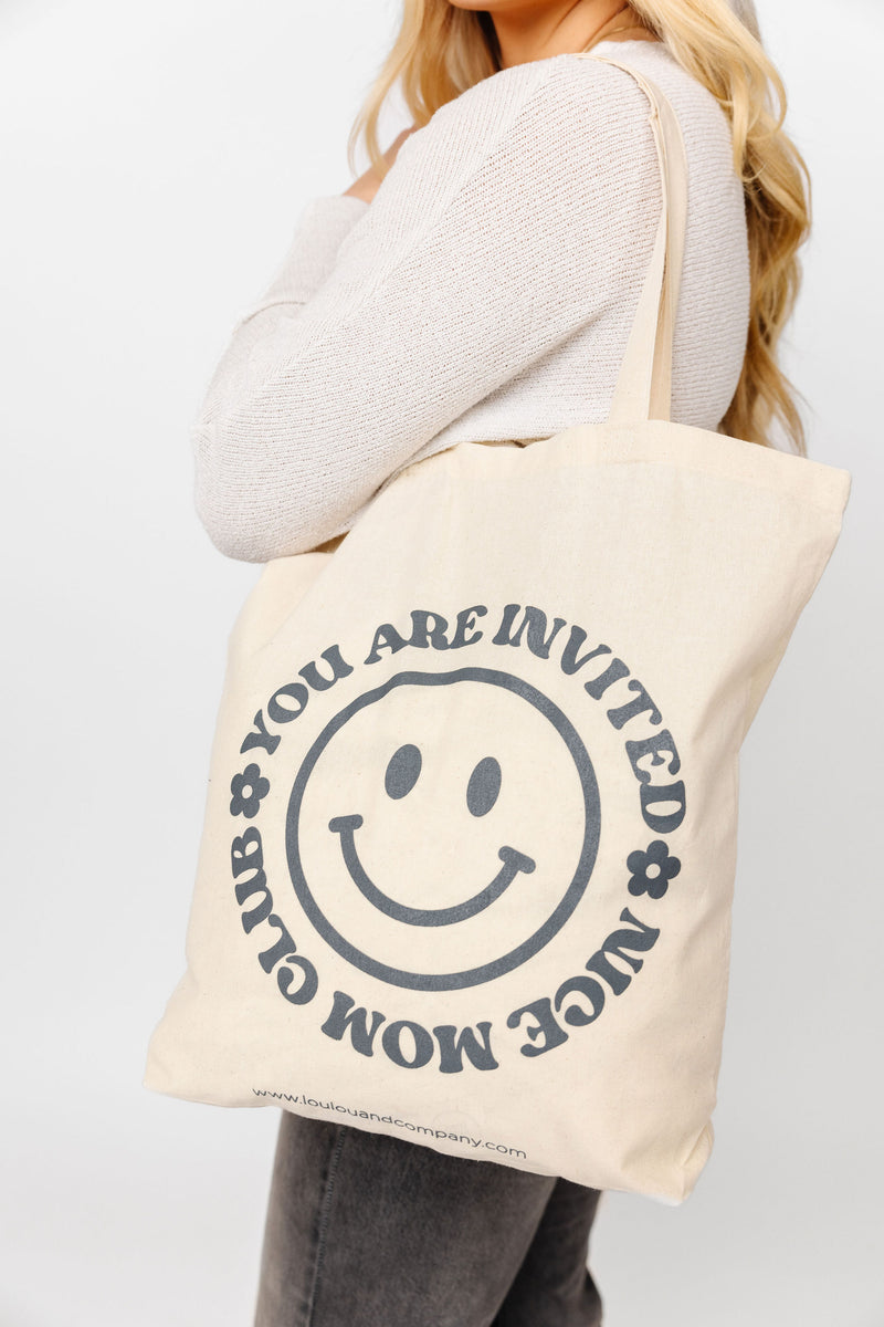 NICE MOM TOTE | “YOU’RE INVITED” CHARCOAL