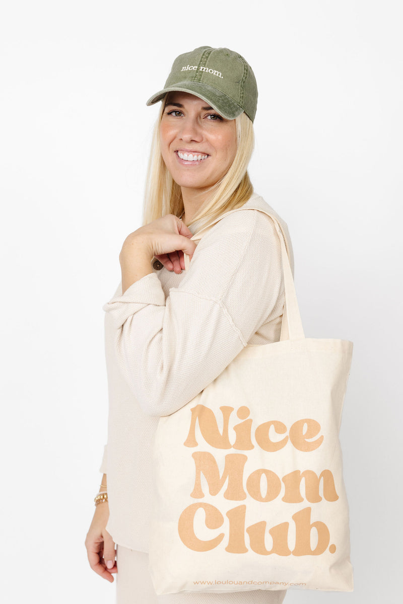 NICE MOM TOTE | “NICE MOM CLUB” CARAMEL