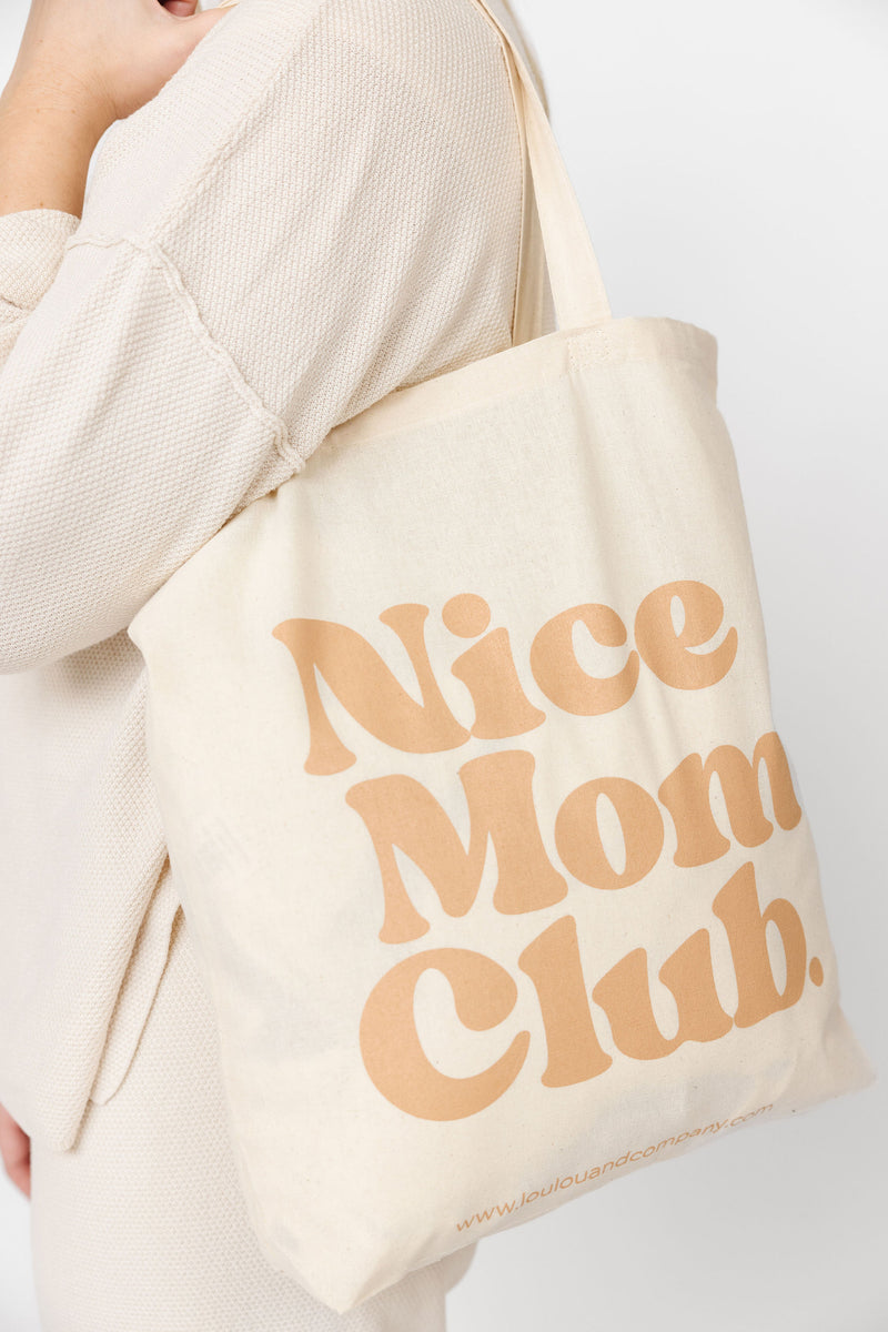 NICE MOM TOTE | “NICE MOM CLUB” CARAMEL