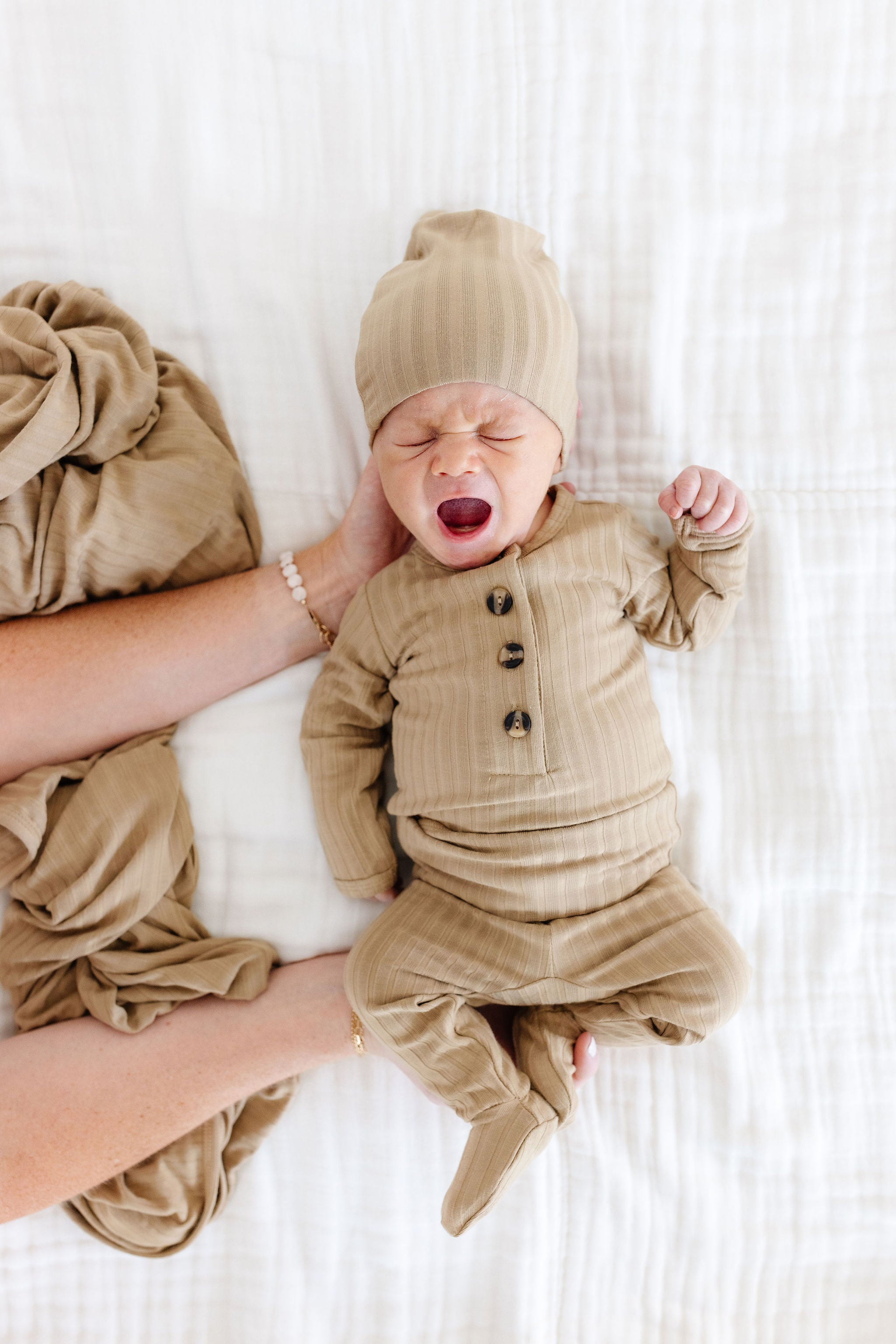 Jake Ribbed Newborn Hat Bundle (Top + Bottom)