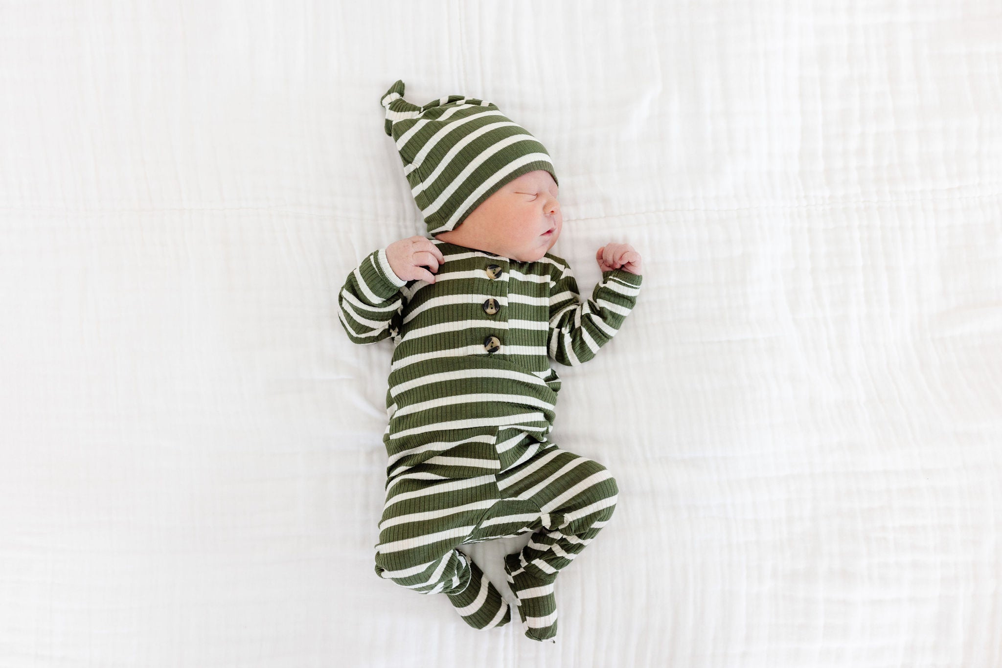 Tyler Ribbed Newborn Hat Bundle (Top + Bottom)