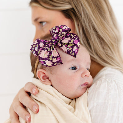 Heirloom Bow - Purple Floral Headband
