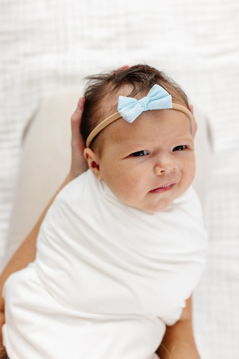 Tulle Bow 3 Pack: Periwinkle Dot Headbands