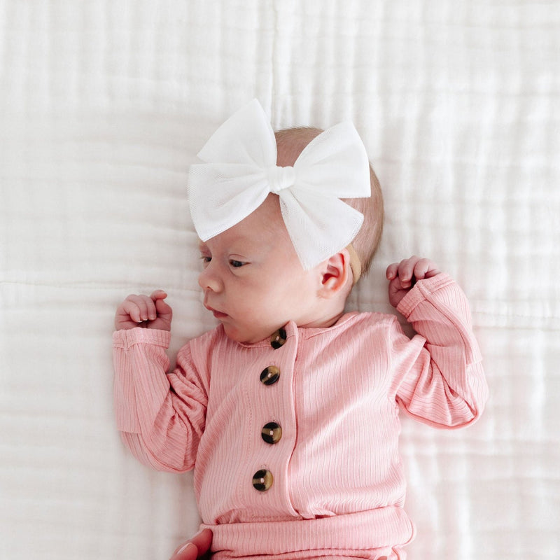 Tulle Bow - White Headband