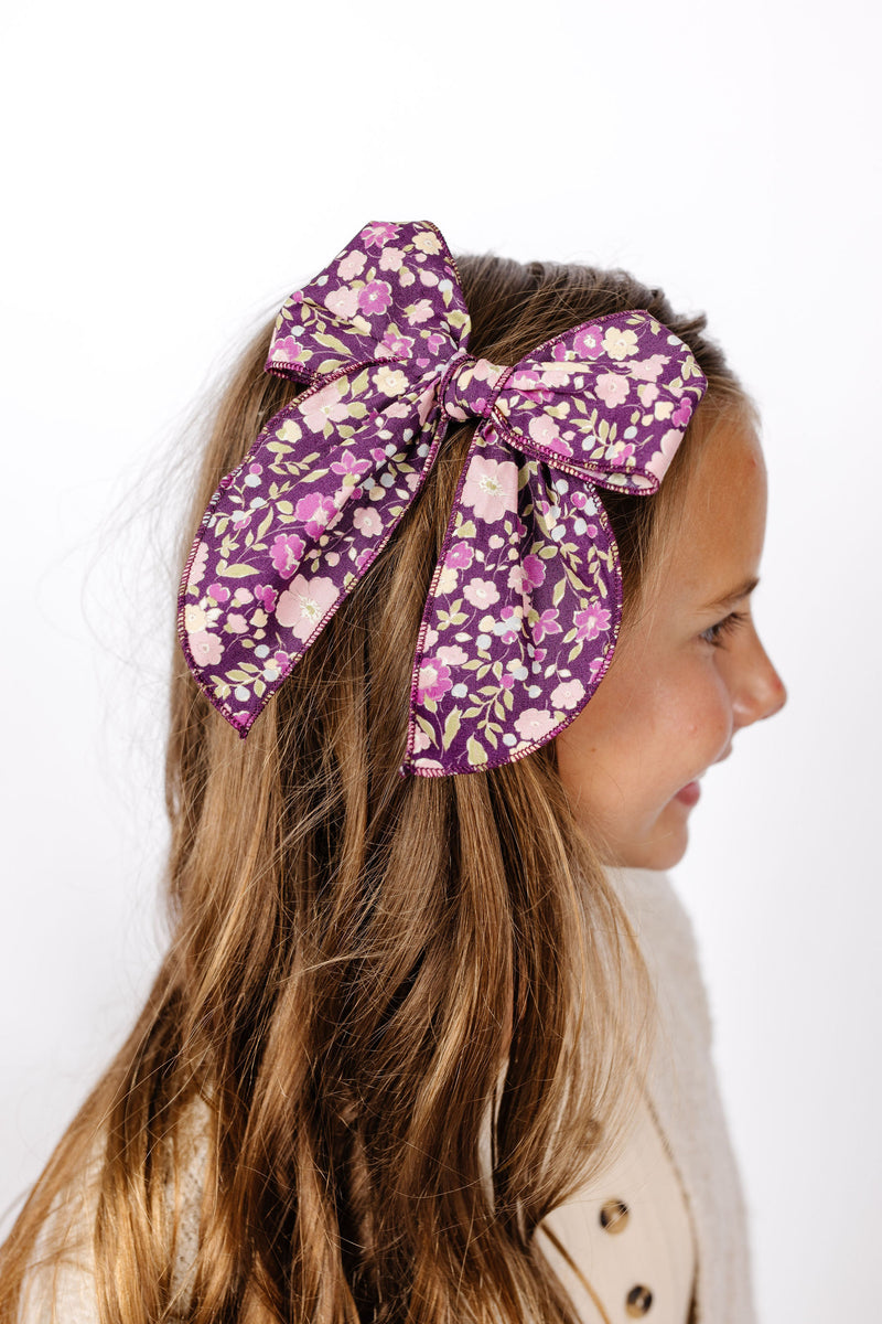 Heirloom Bow - Purple Floral Clip