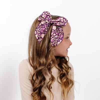 Heirloom Bow - Purple Floral Clip