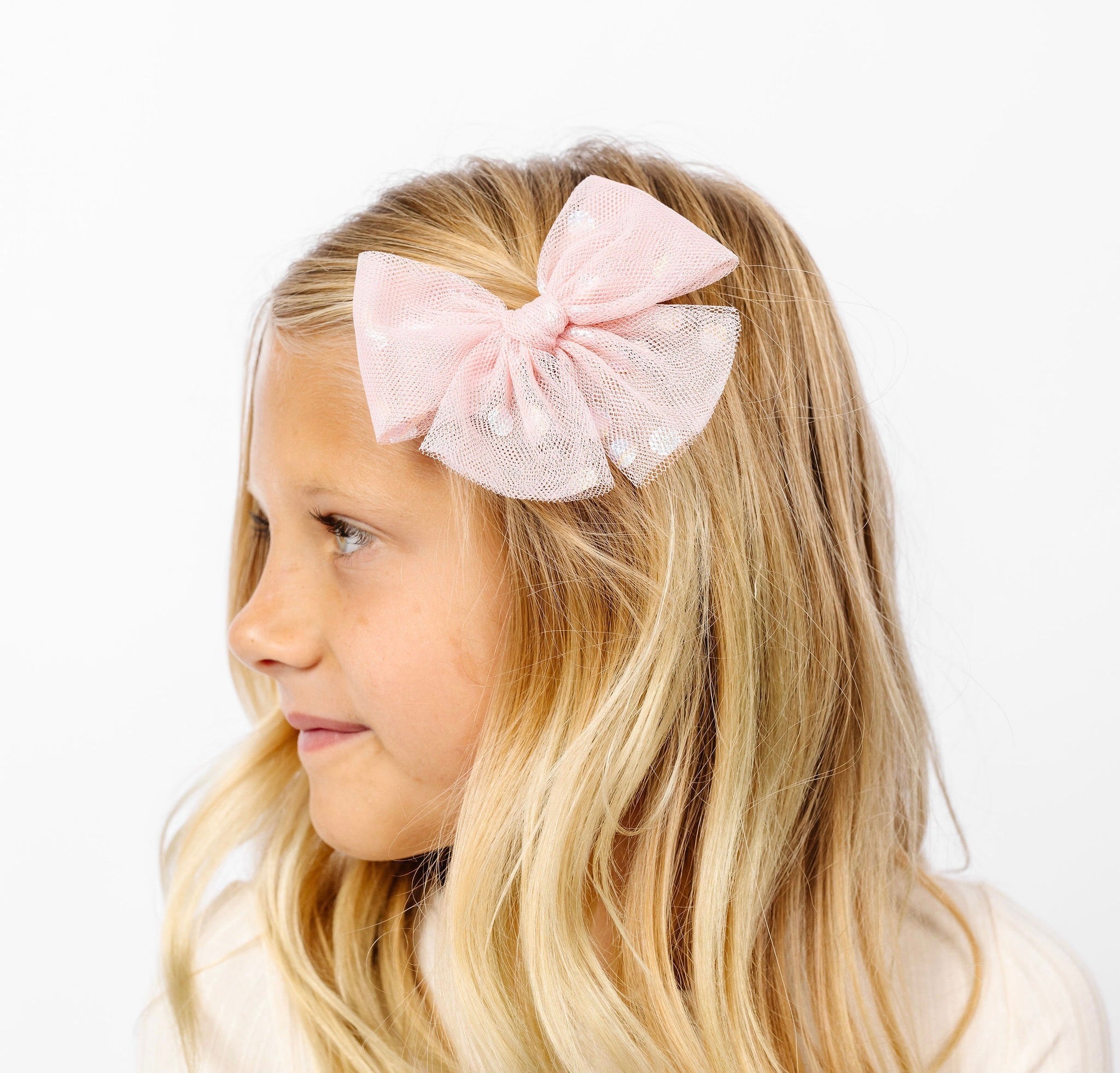 Tulle Bow 3 Pack: Blush Shimmer Dot