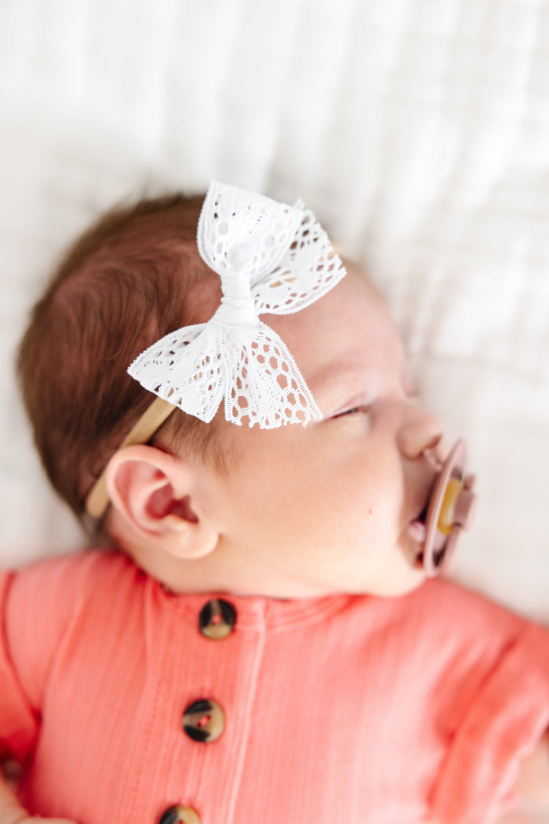 Lace Bow - White Headband