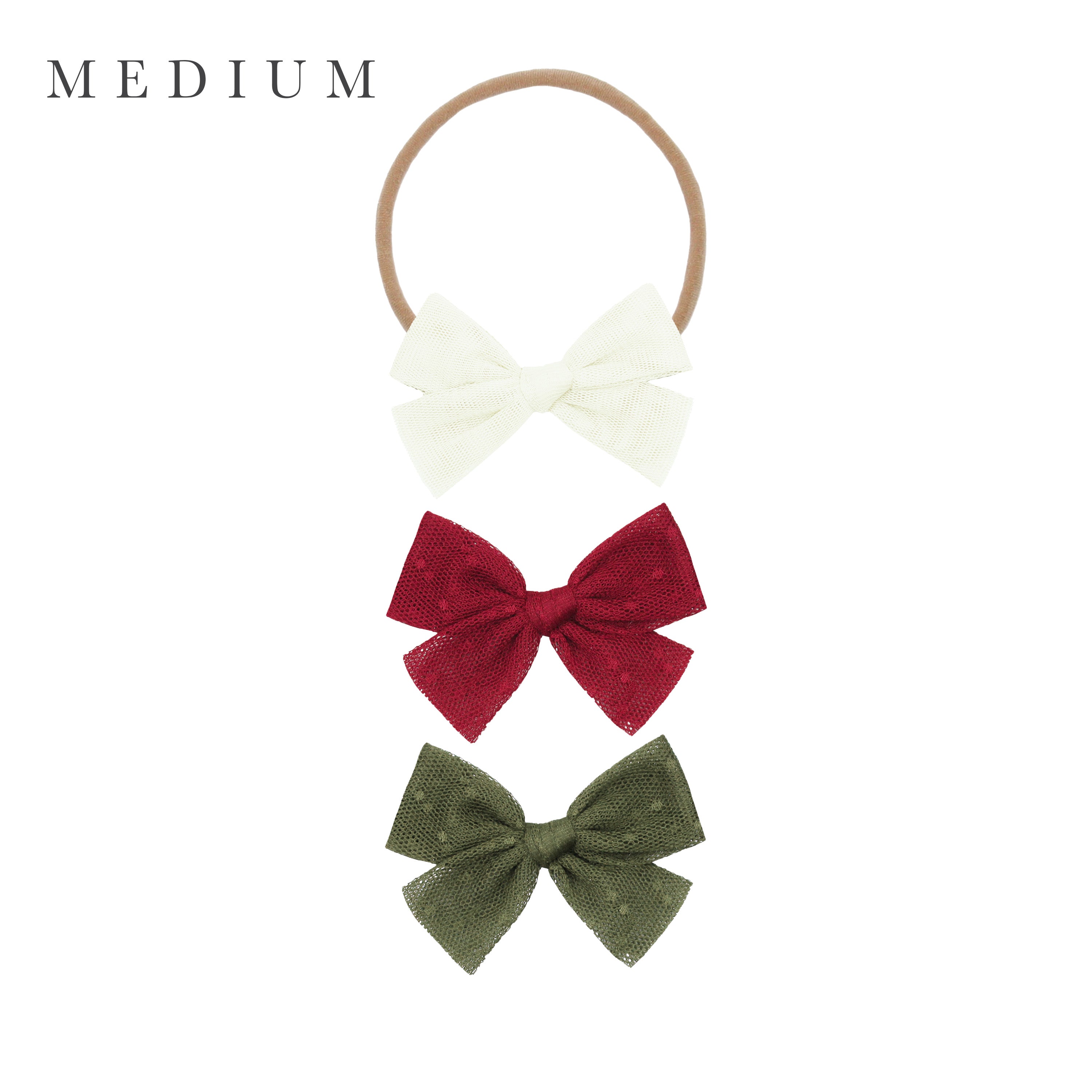 Tulle Bow 3 Pack: Red Dot Headbands