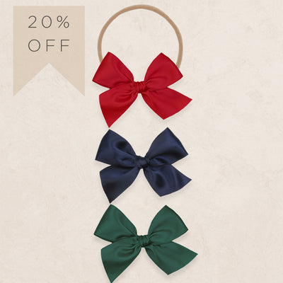 Satin Bow 3 Pack: Midnight Blue
