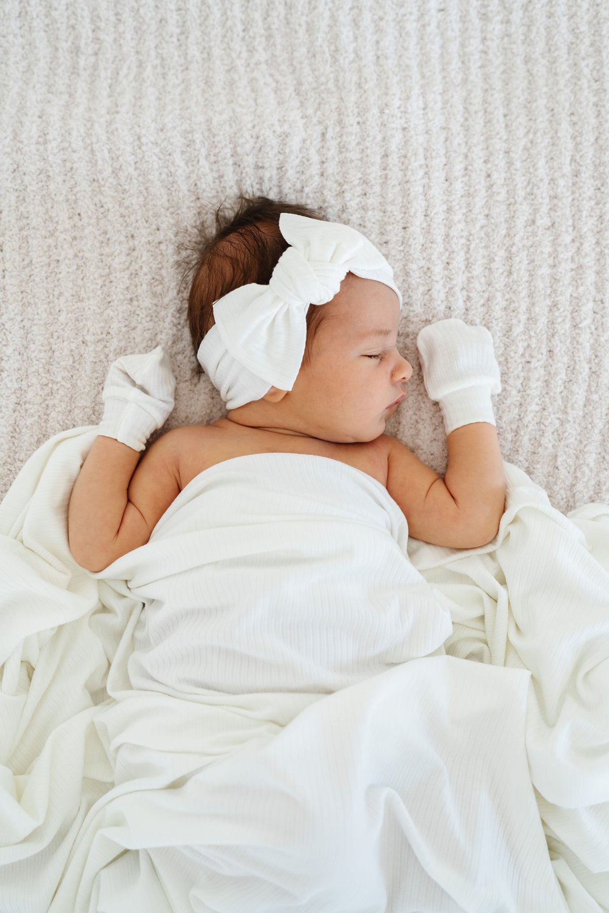 Wren Ribbed Newborn Headband Bundle + Knotted Gown