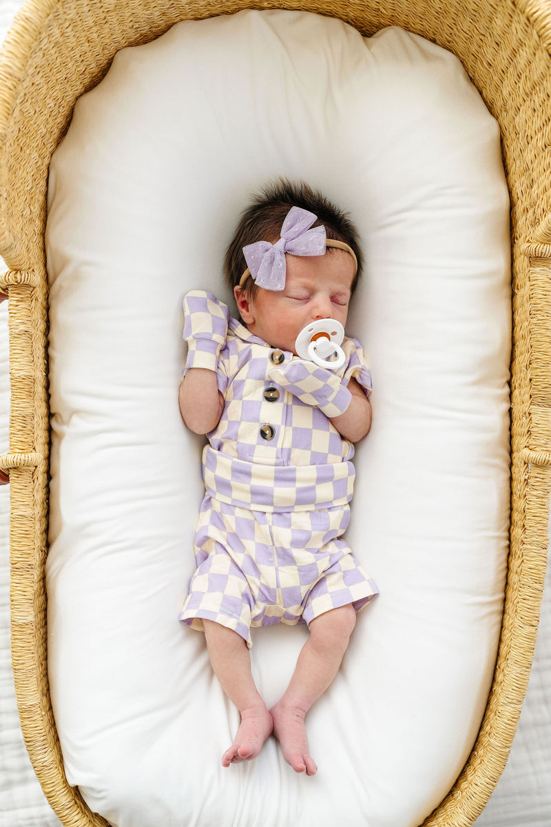 Tulle Bow - Lavender Dot Headband