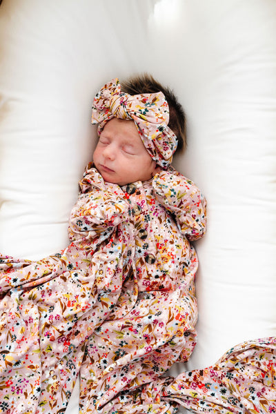 Penelope Newborn Headband Bundle + Knotted Gown