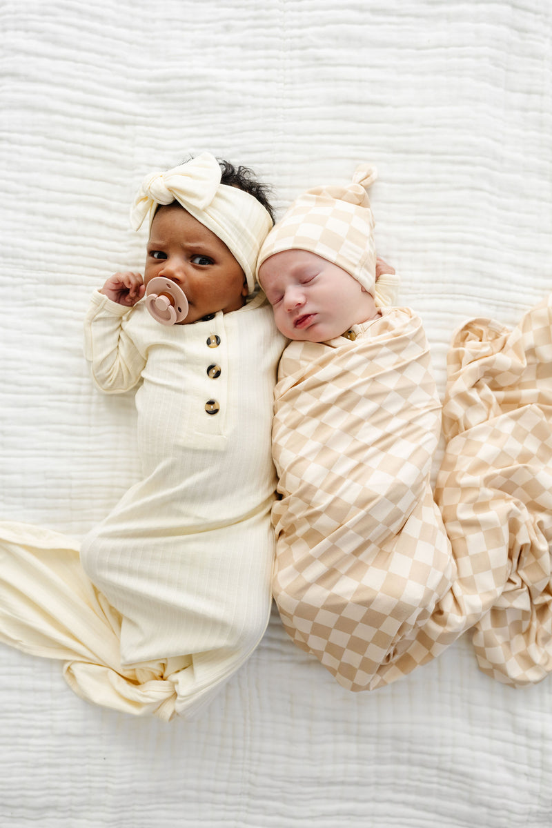 Quinn Ribbed Newborn Headband Bundle (Gown)