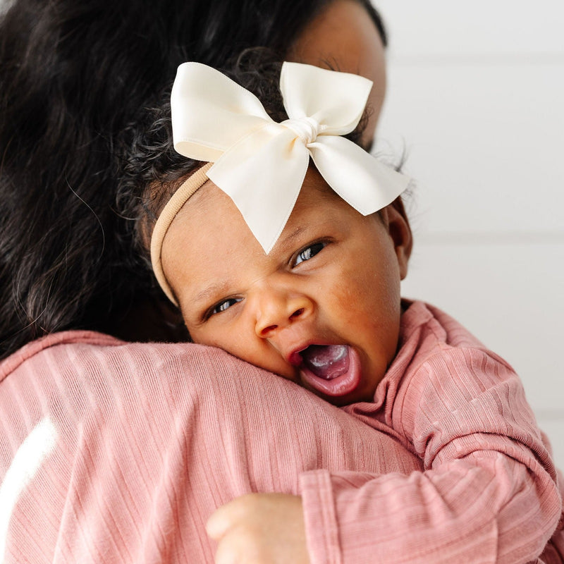 Satin Bow - Cream Headband