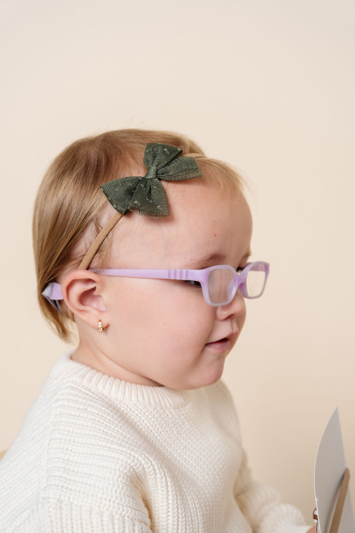 Tulle Bow - Olive Dot