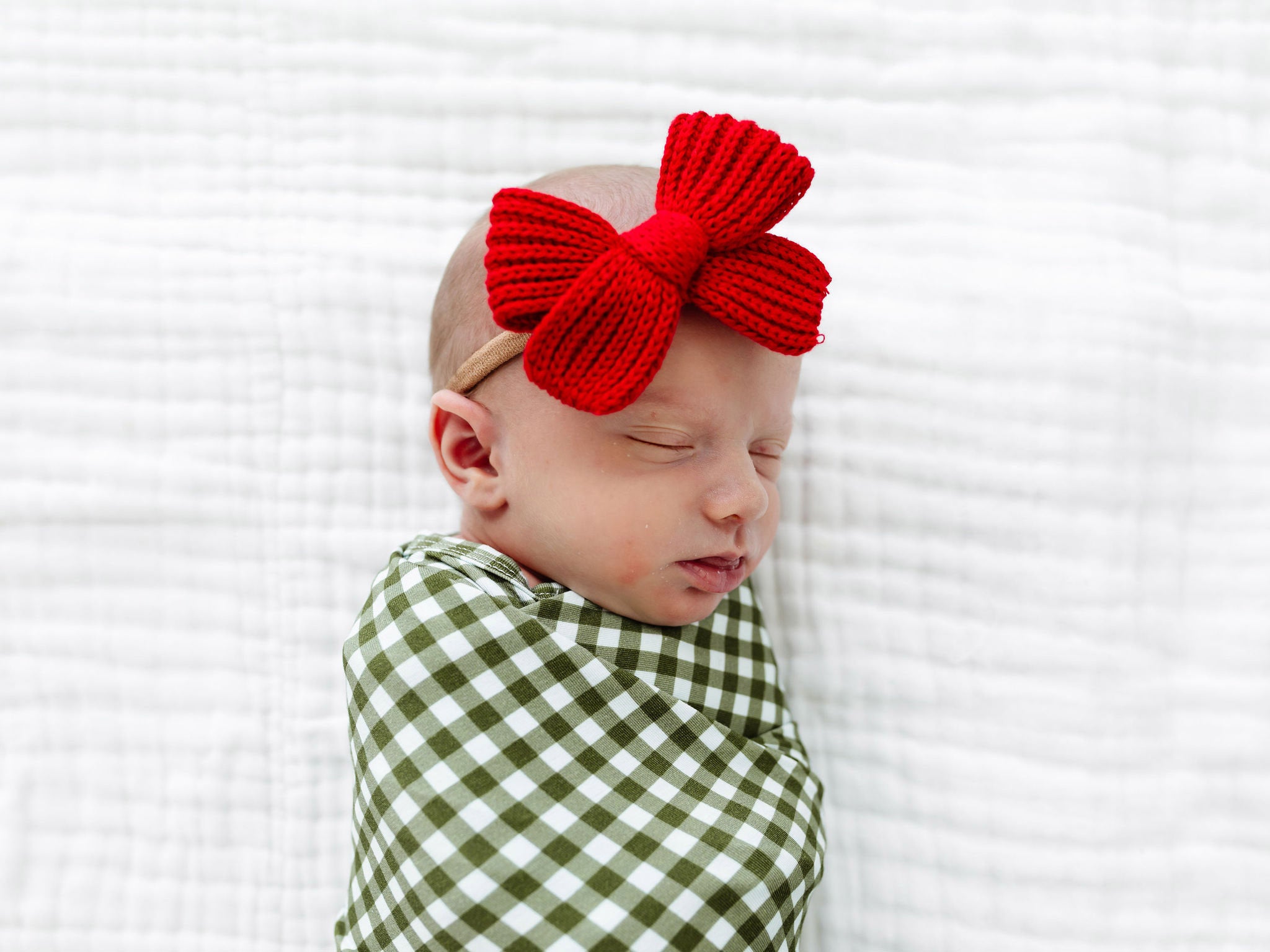 Sweater Bow - Red Chunky Knit Headband