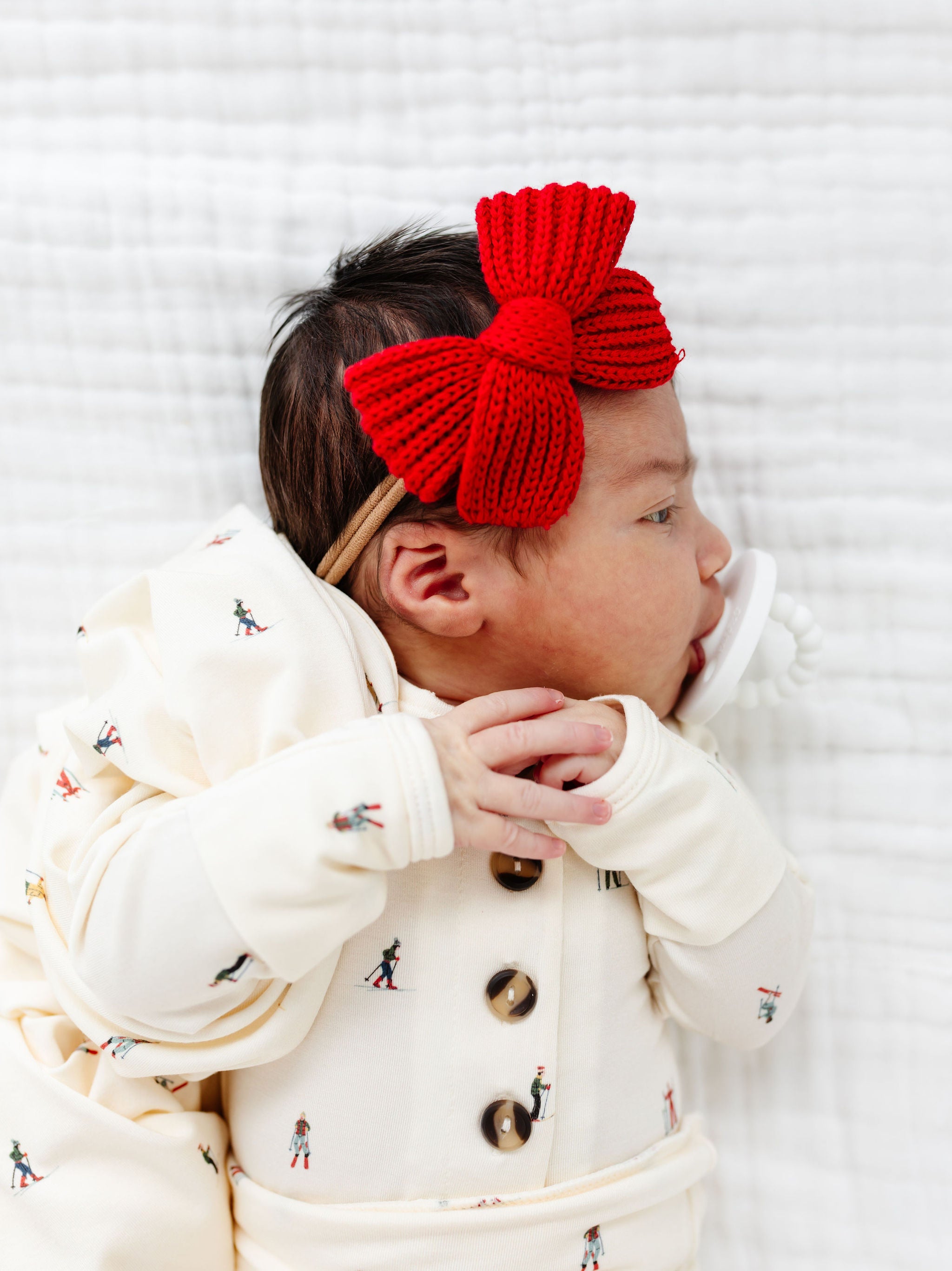Sweater Bow - Red Chunky Knit