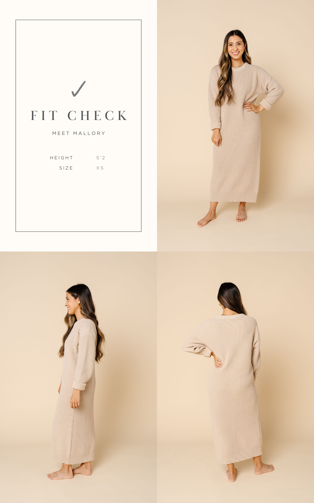 Knit Women's Sweater Maxi Dress - Tan