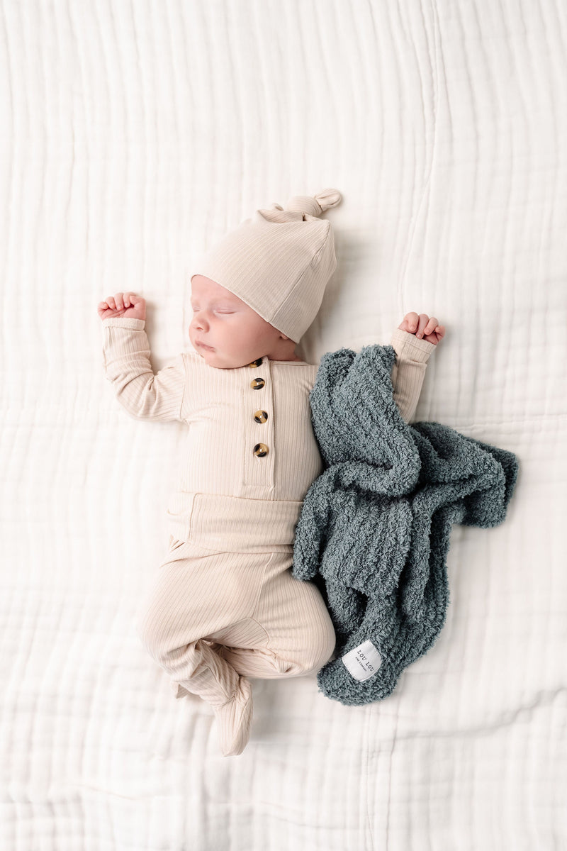 Chenille Blanket Ocean Blue Mini Lovey Lou Lou Company