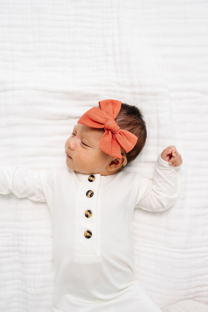 Linen Bow - Persimmon Headband