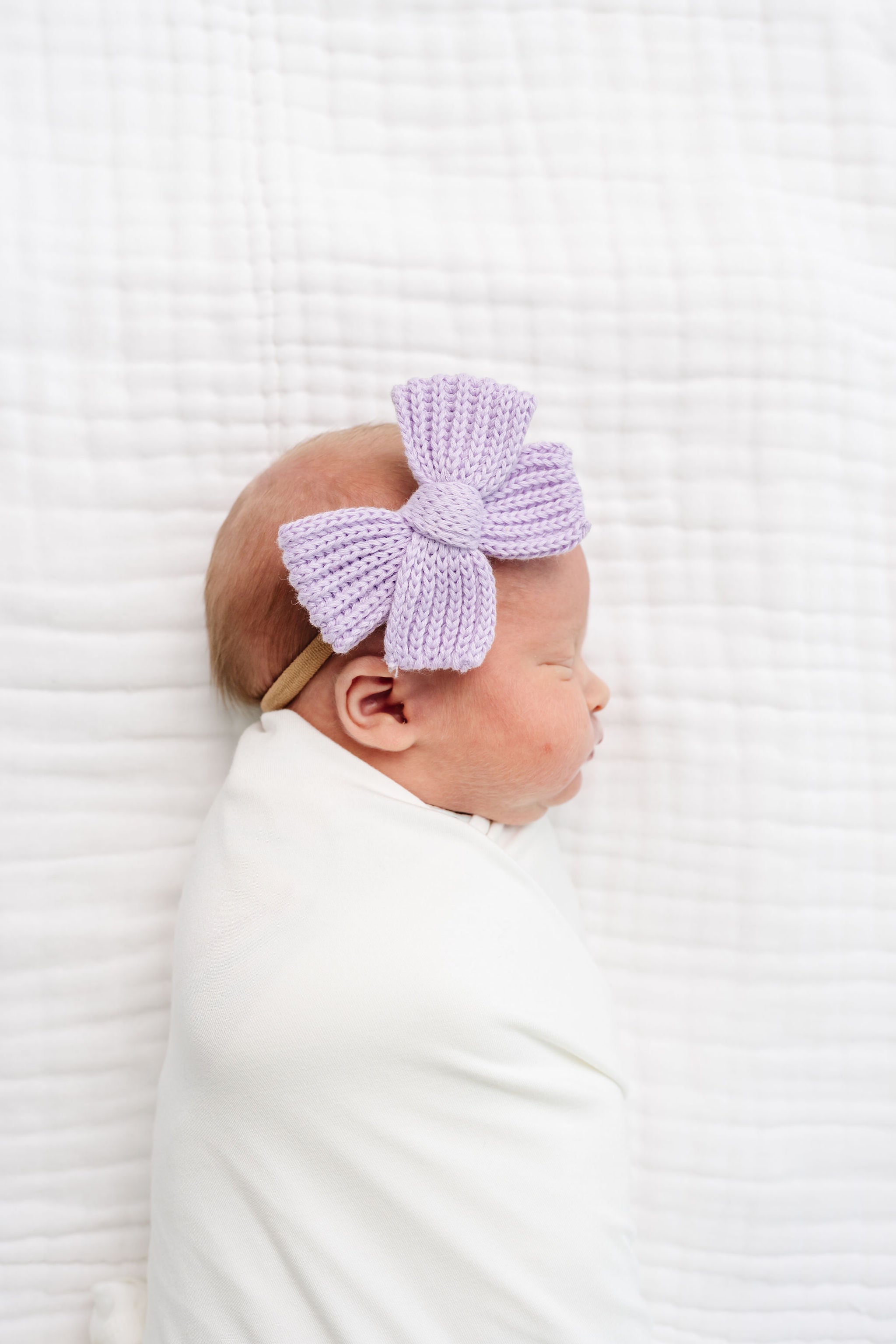 Sweater Bow - Lilac Chunky Knit