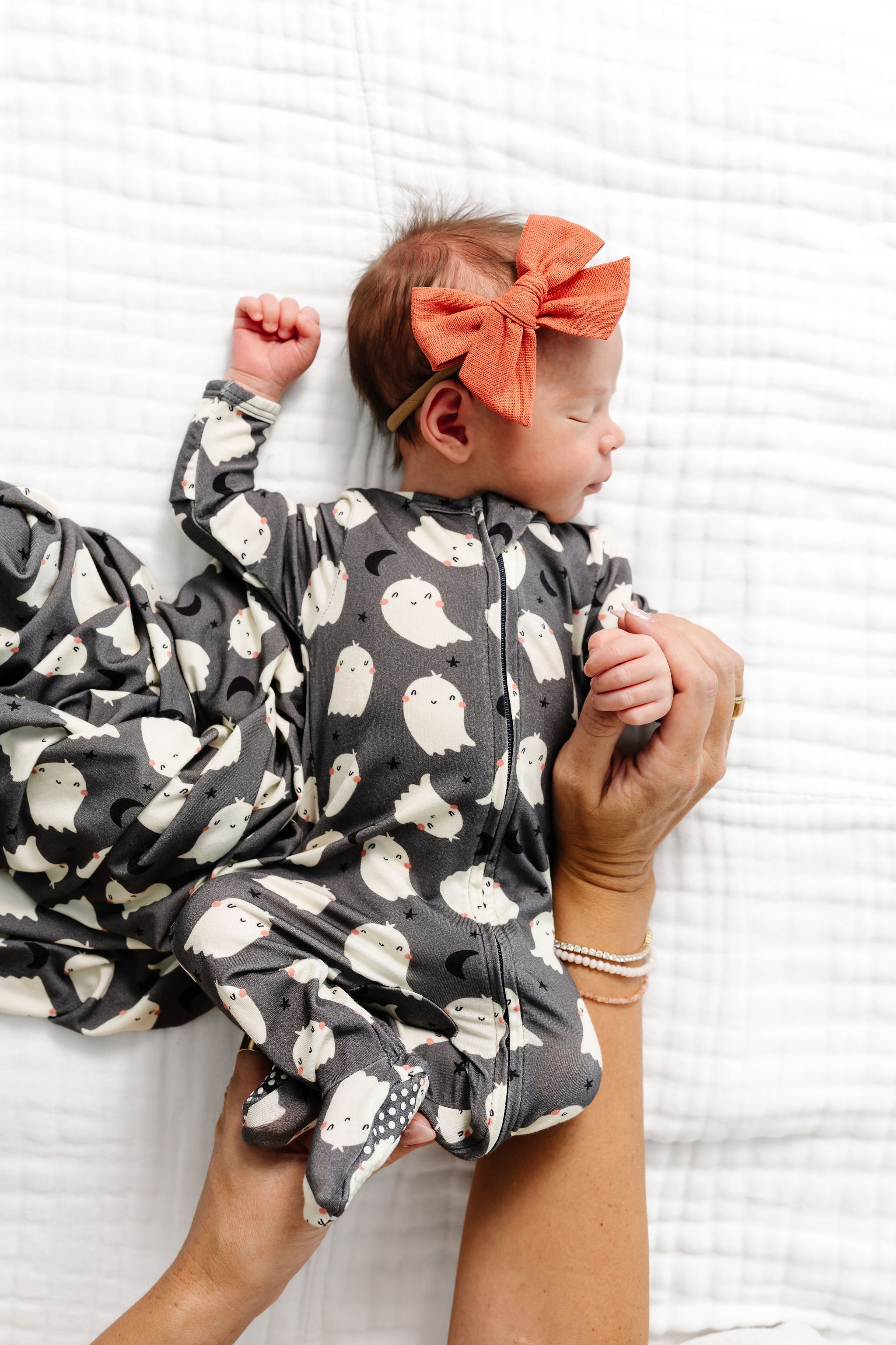 Happy Ghost Newborn Headband Bundle + Zipper Footie
