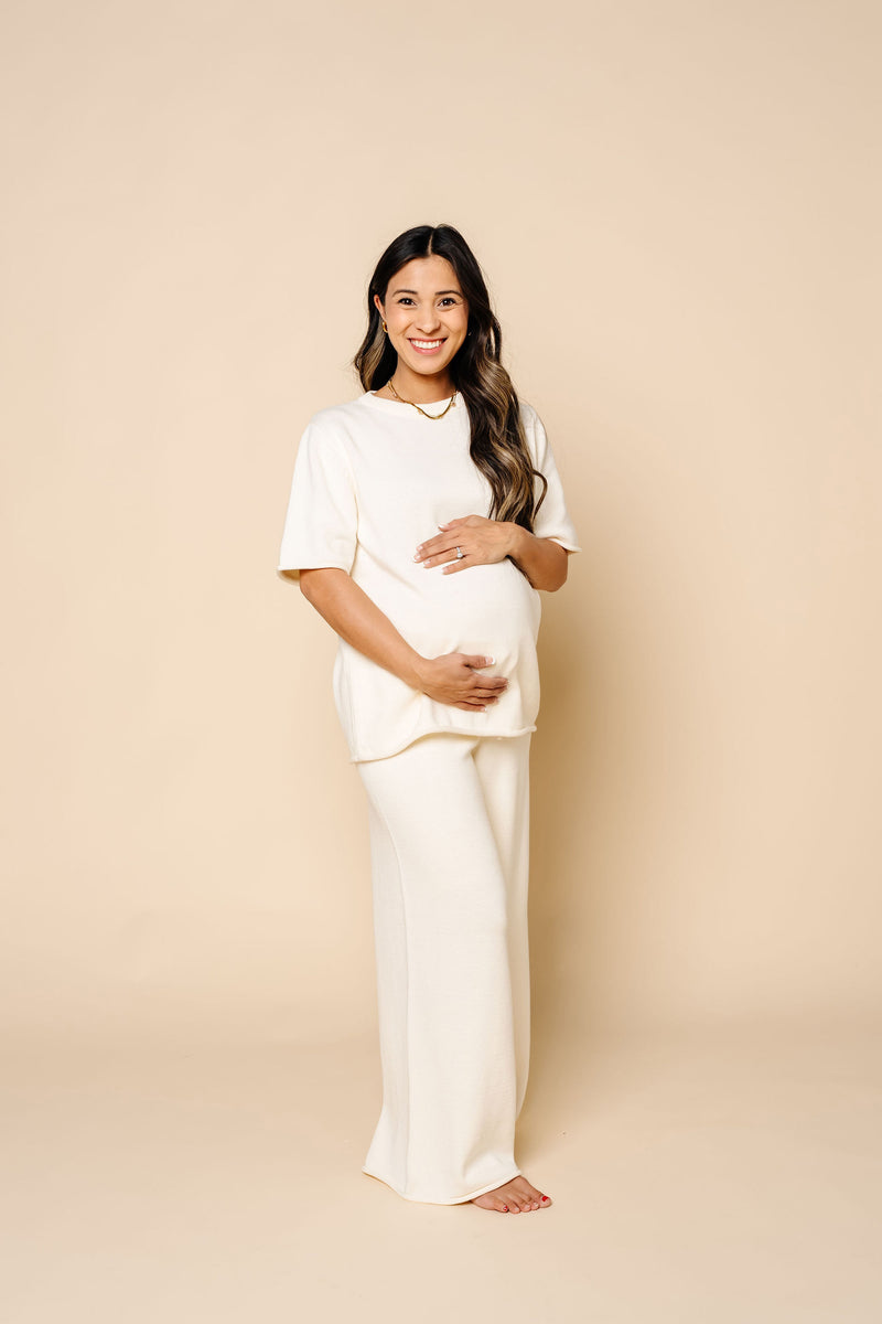 Knit Women's Short Sleeve Tee - Ivory
