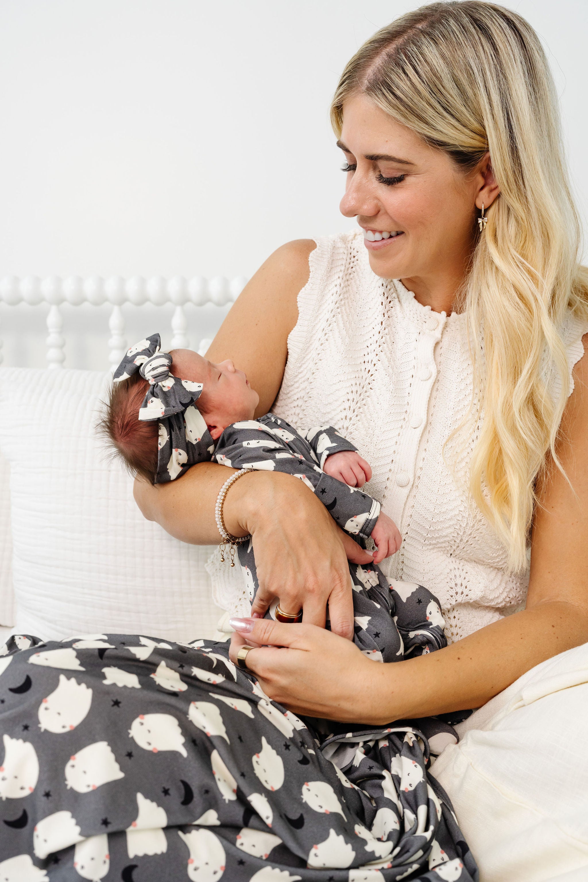 Happy Ghost Newborn Headband Bundle + Zipper Footie
