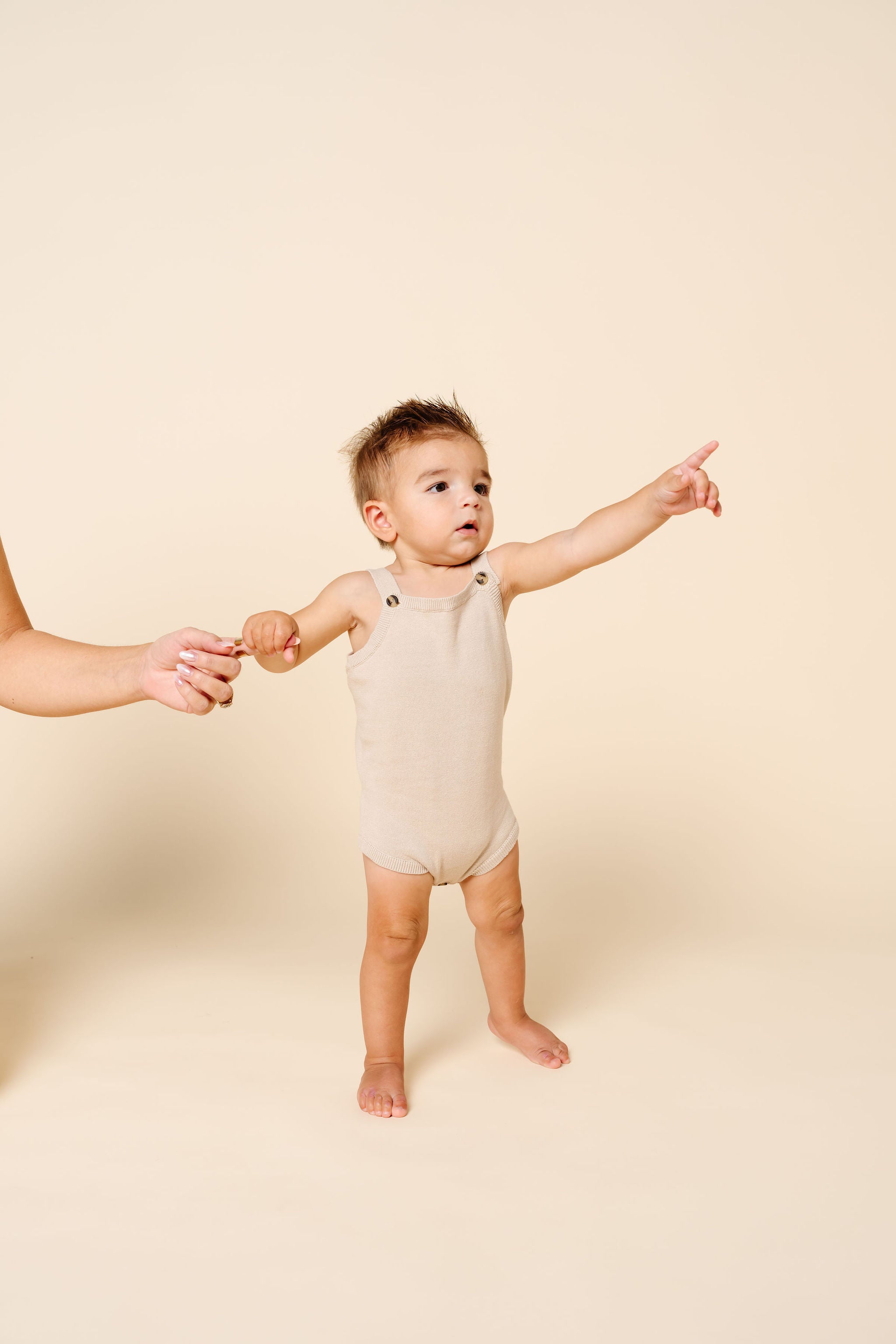 Knit Tank Onesie - Tan Overall