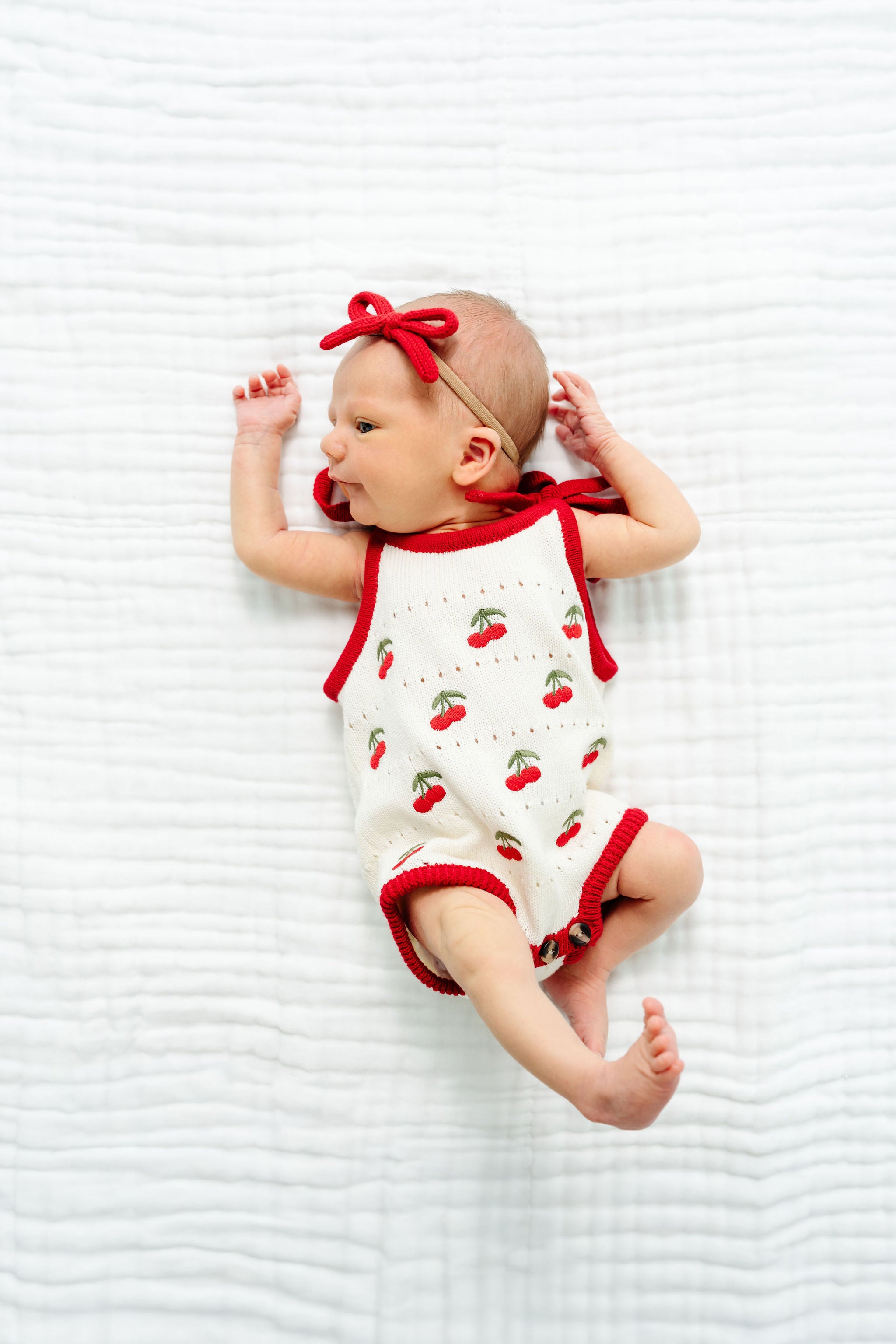 Knit Tank Onesie - Cherry