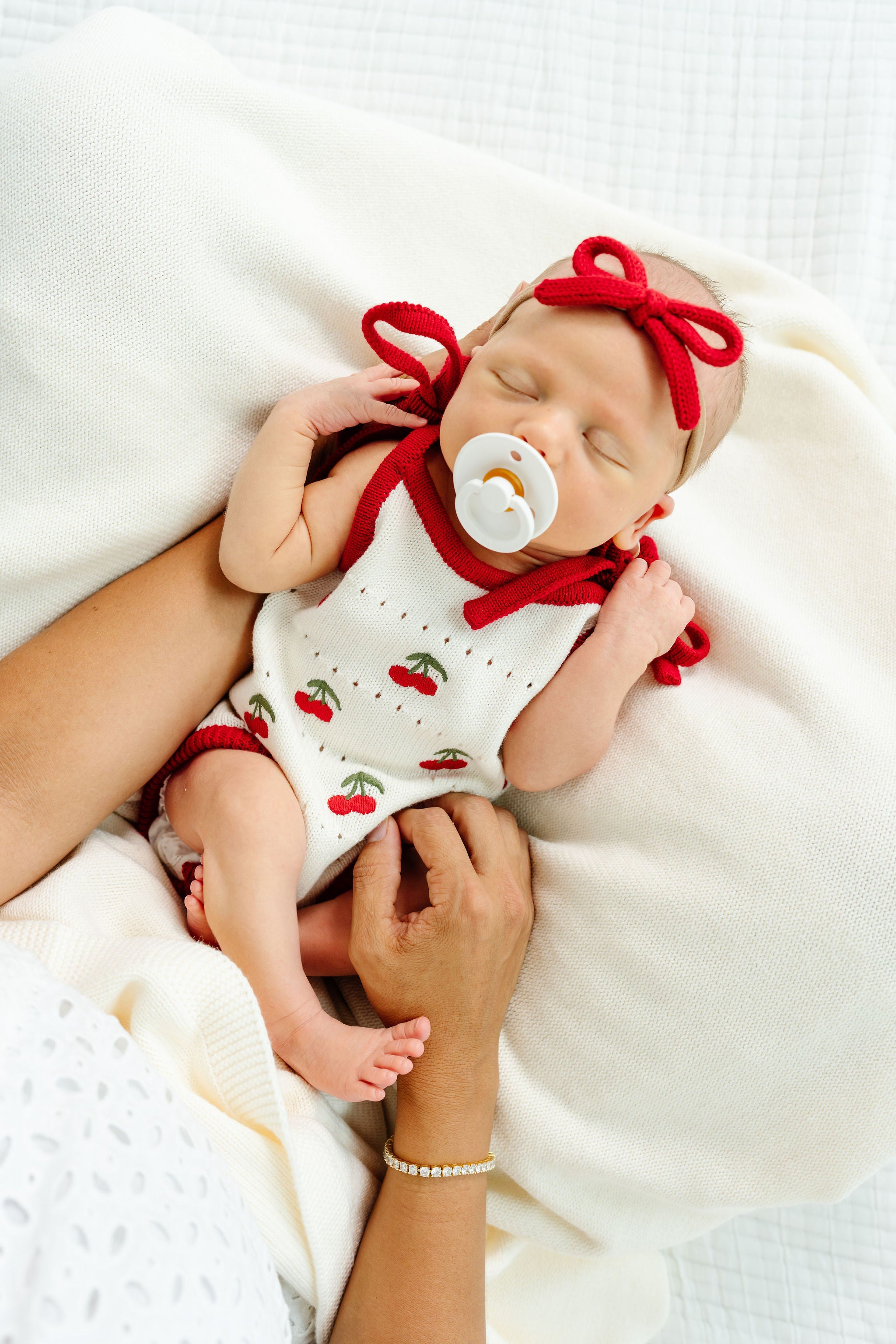 Knit Tank Onesie - Cherry