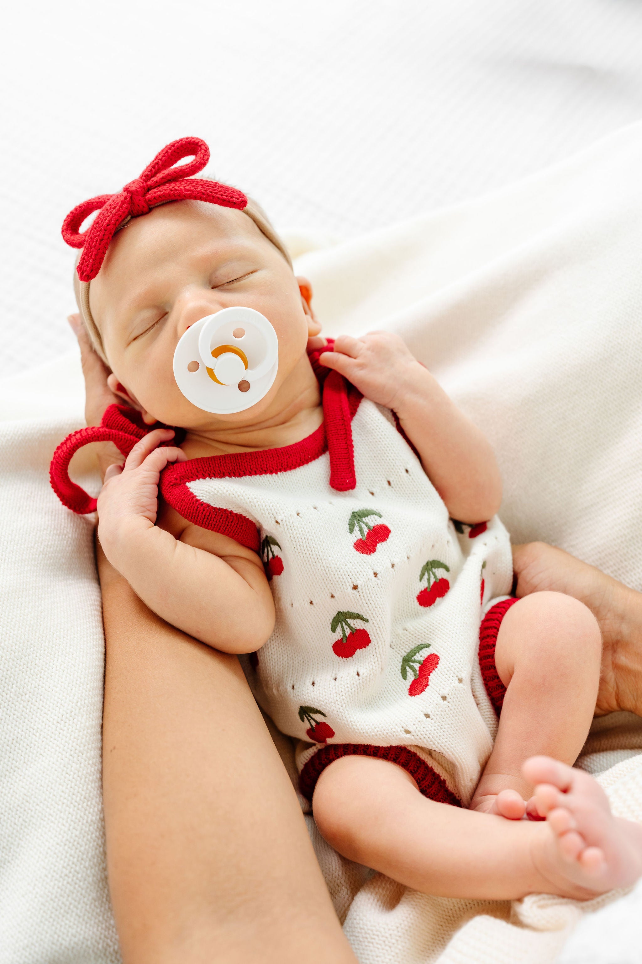 Knit Tank Onesie - Cherry