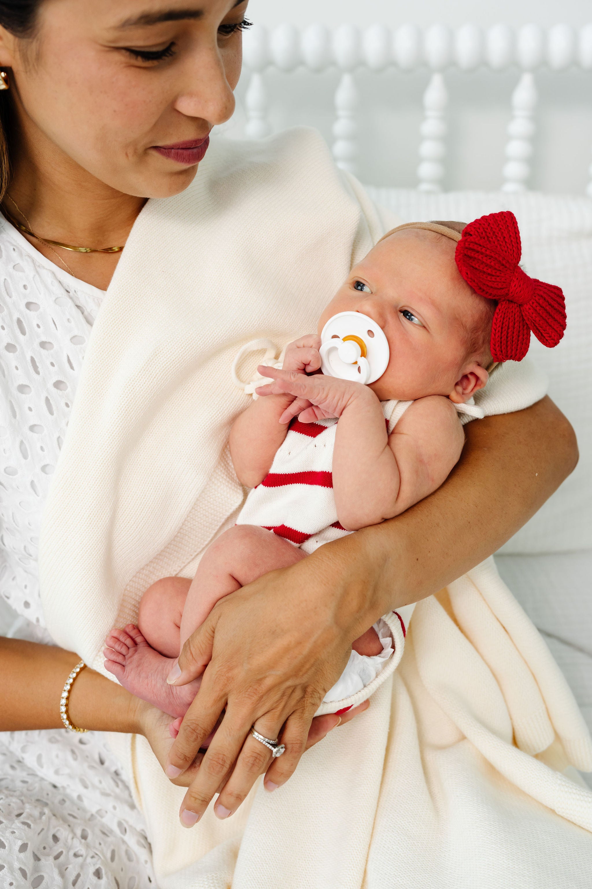 Sweater Bow - Red Chunky Knit