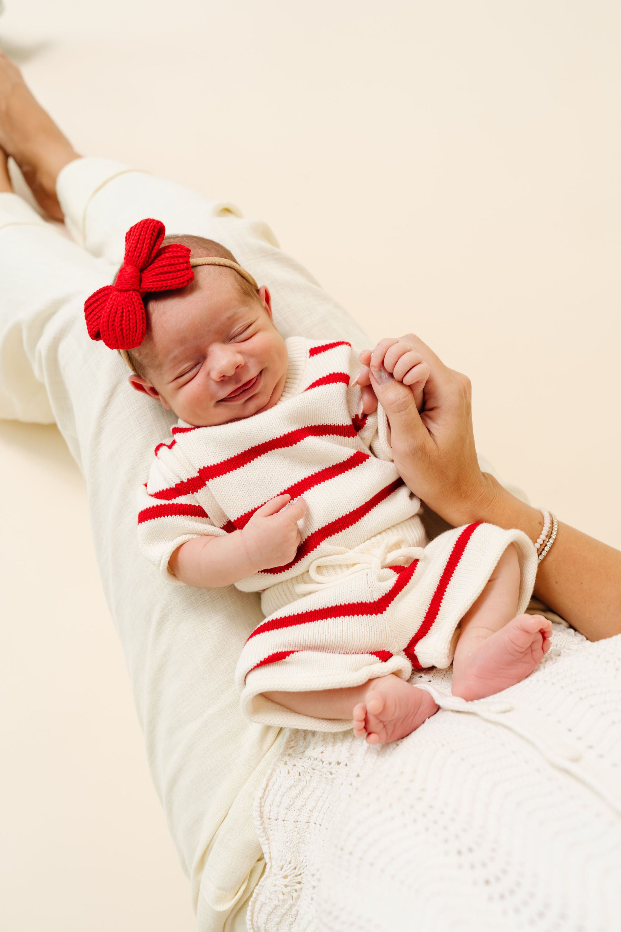 Sweater Bow - Red Chunky Knit