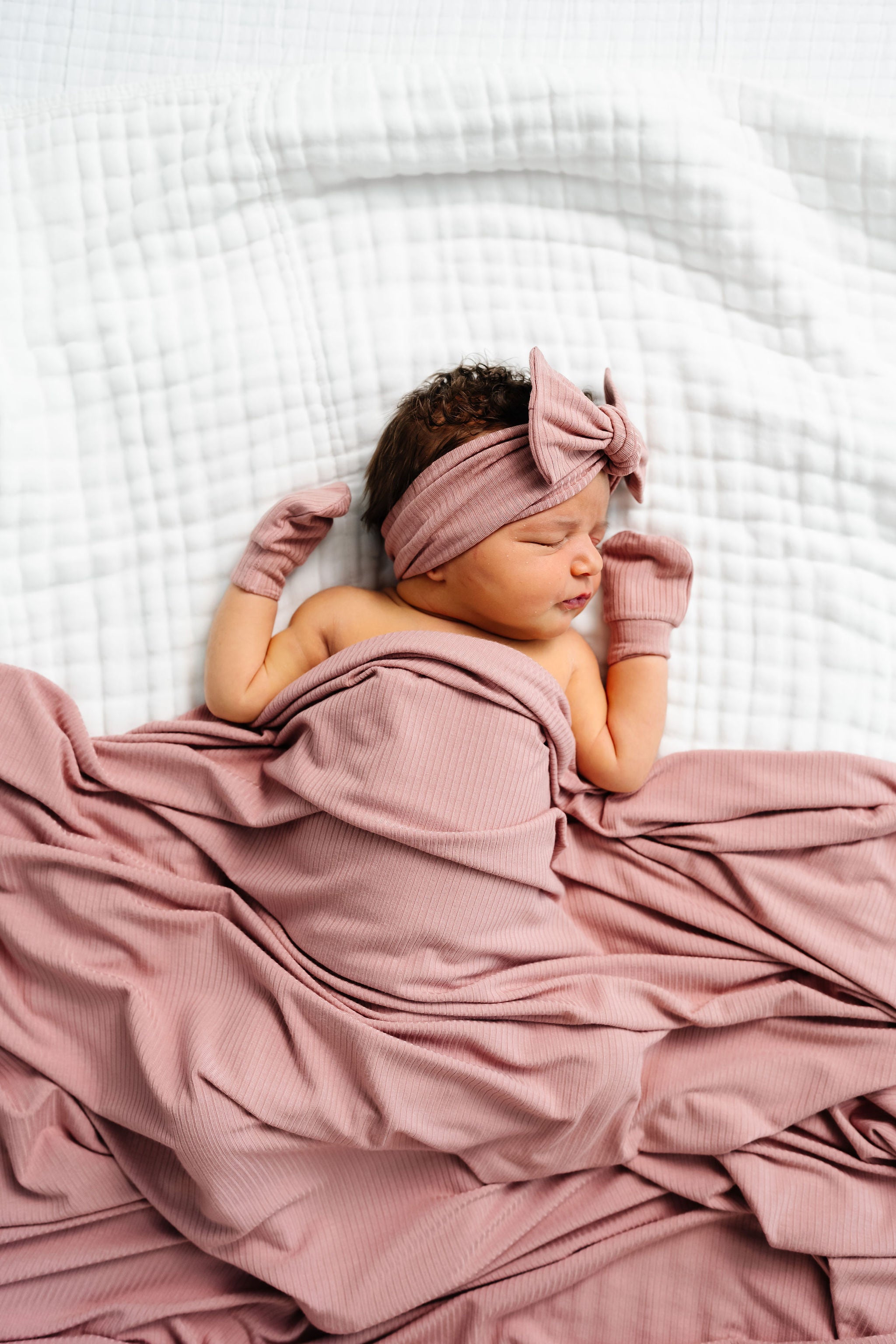 Jane Ribbed Newborn Headband Bundle (Gown)