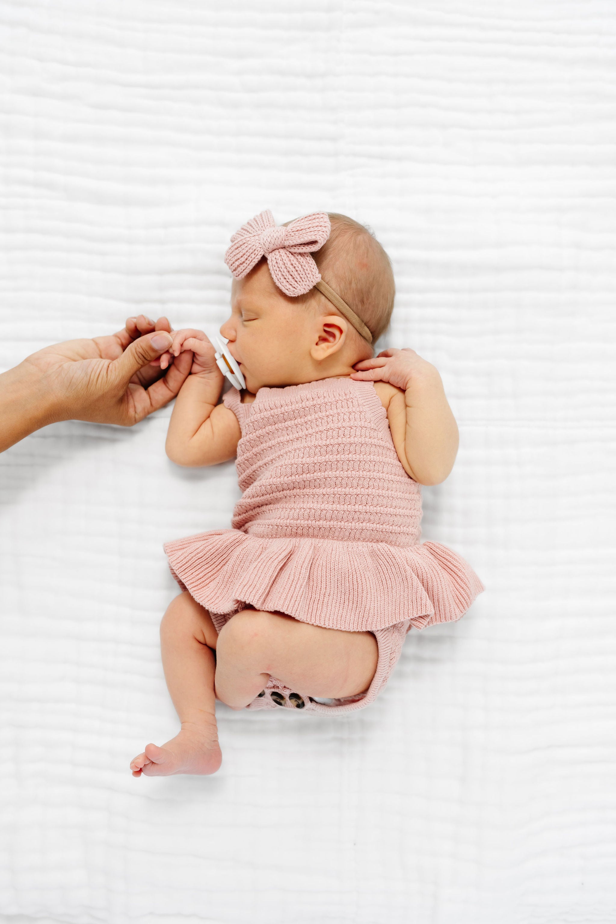 Sweater Bow - French Pink Chunky Knit