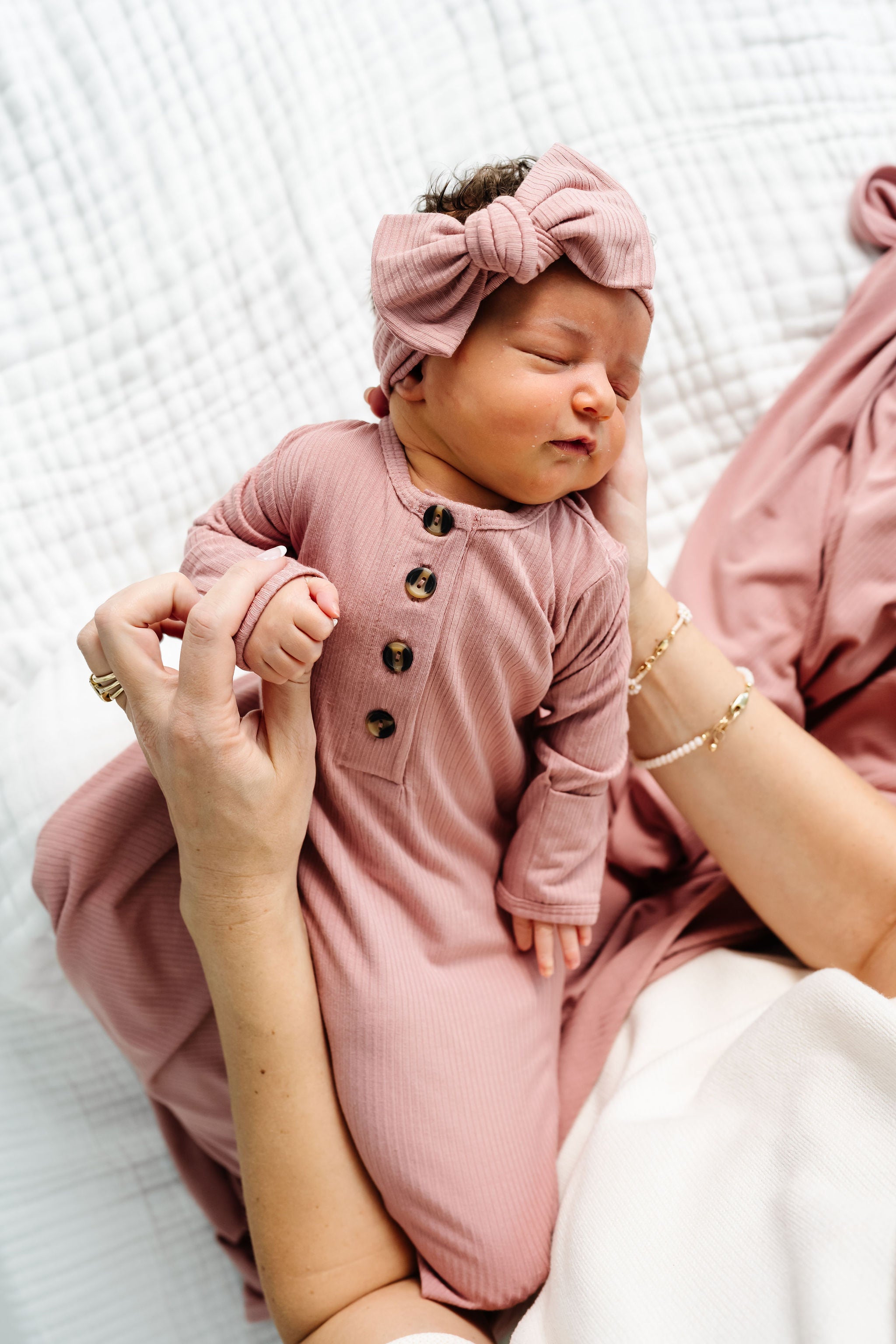 Jane Ribbed Newborn Headband Bundle (Gown)