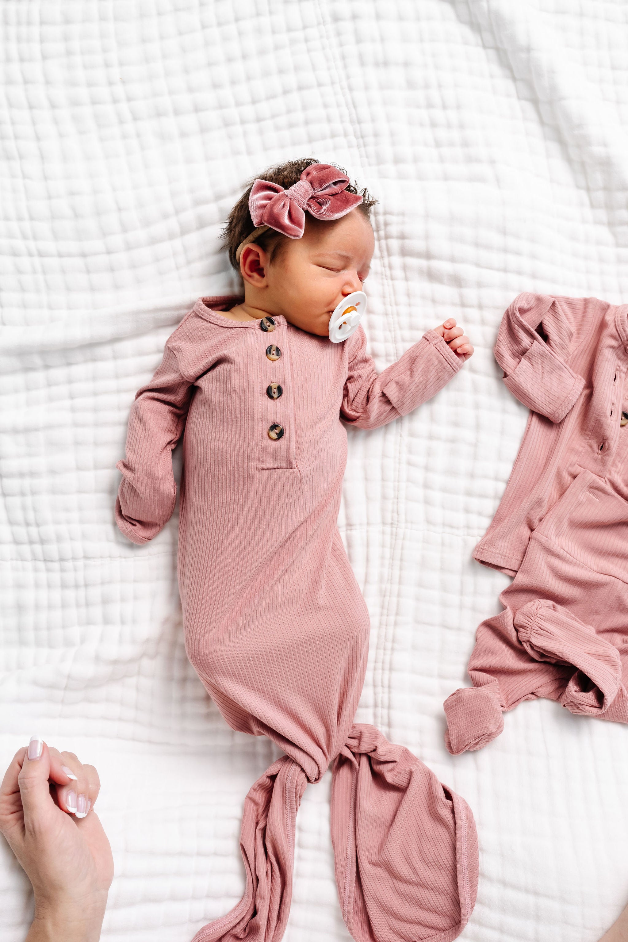 Jane Ribbed Newborn Headband Bundle (Gown)