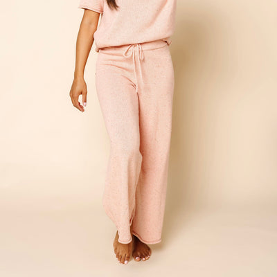 Knit Women's Wide Leg Pants - Petal Speckle