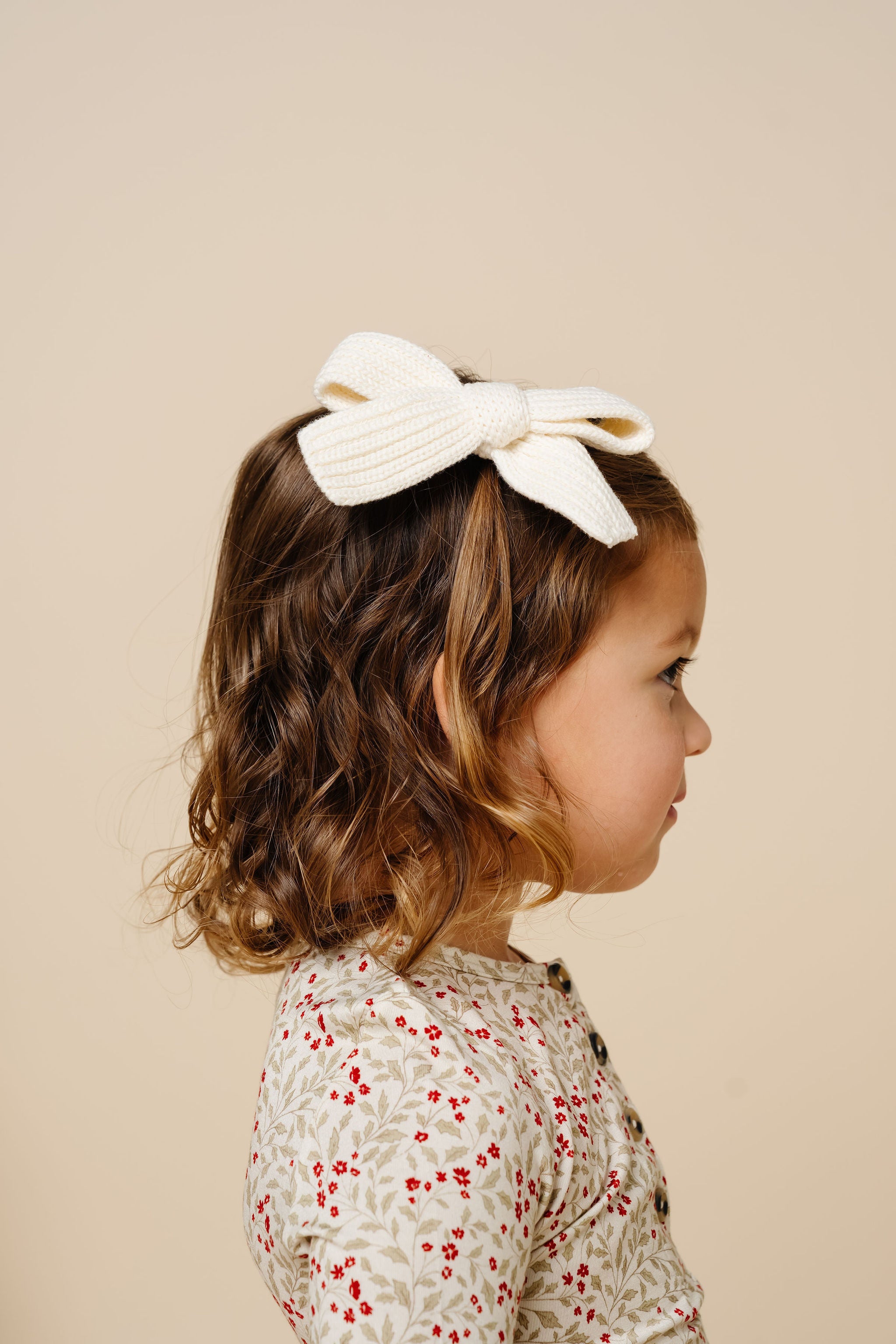 Sweater Bow - Ivory Chunky Knit Clip