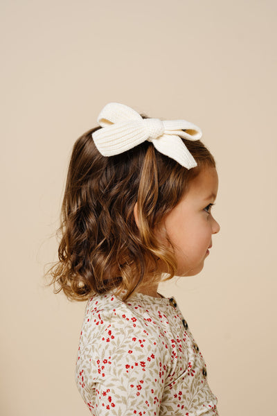 Sweater Bow - Ivory Chunky Knit Clip