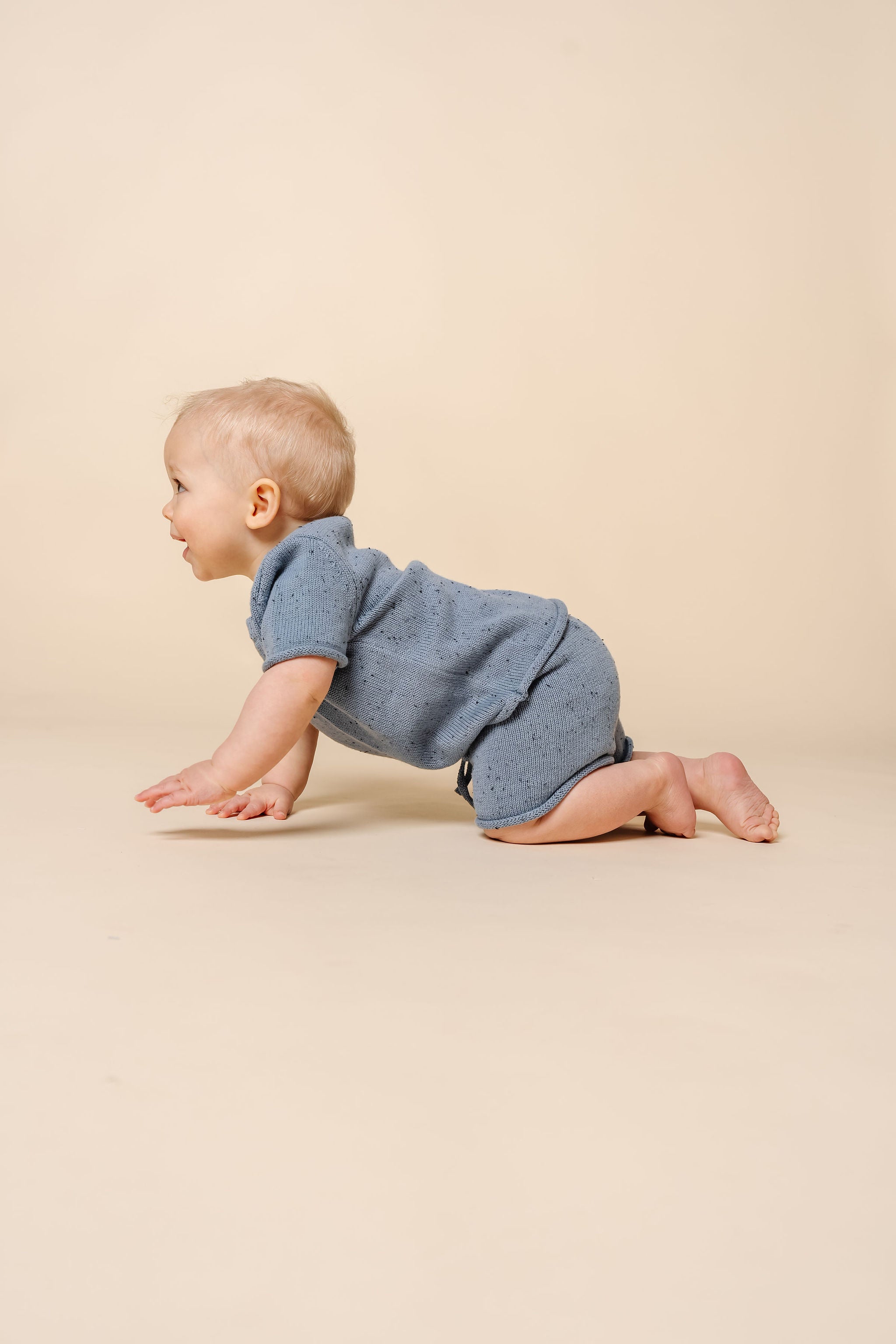 Knit Shirt + Short Set - Cadet Speckle