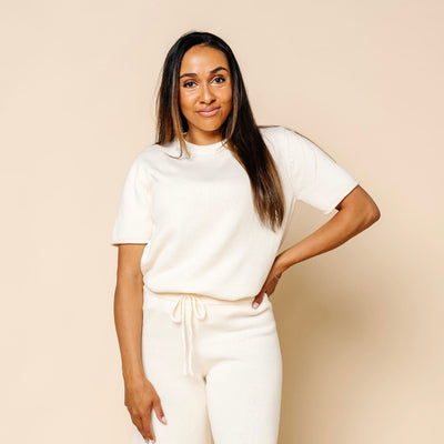 Knit Women's Short Sleeve Tee - Ivory